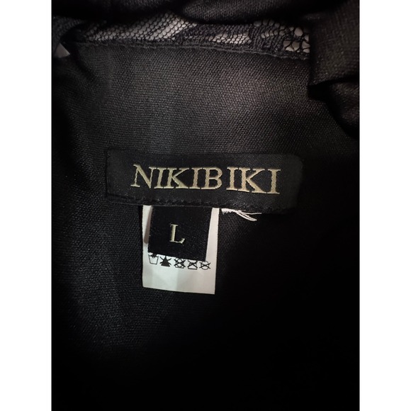 NIKIBIKI Black Lace Mock Neck Long Sleeve Sheath Dress Size L - Picture 6 of 11